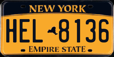 NY license plate HEL8136