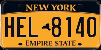 NY license plate HEL8140