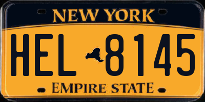 NY license plate HEL8145