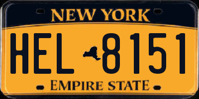 NY license plate HEL8151