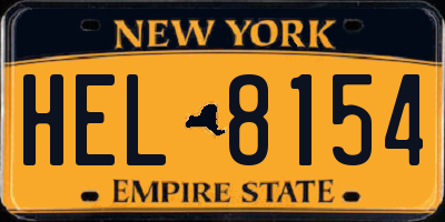 NY license plate HEL8154