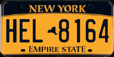 NY license plate HEL8164