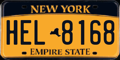 NY license plate HEL8168