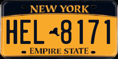 NY license plate HEL8171