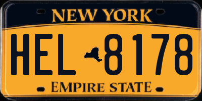NY license plate HEL8178