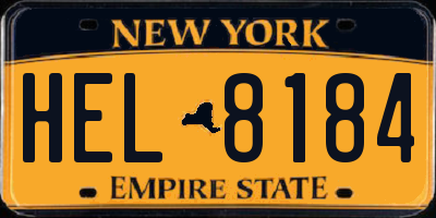 NY license plate HEL8184