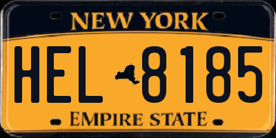 NY license plate HEL8185