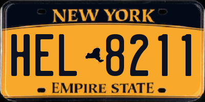 NY license plate HEL8211