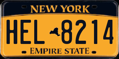 NY license plate HEL8214