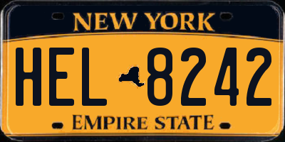 NY license plate HEL8242