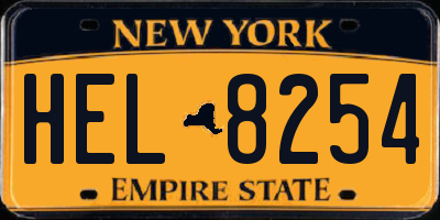 NY license plate HEL8254