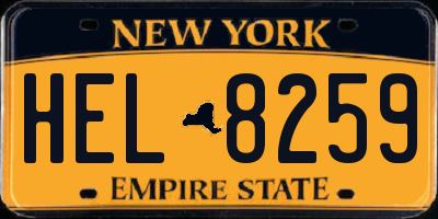 NY license plate HEL8259