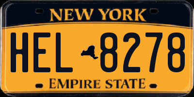 NY license plate HEL8278