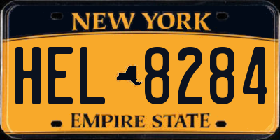 NY license plate HEL8284
