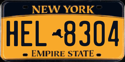 NY license plate HEL8304