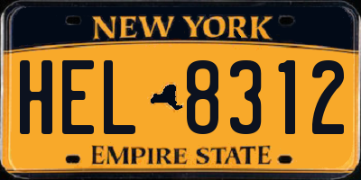 NY license plate HEL8312