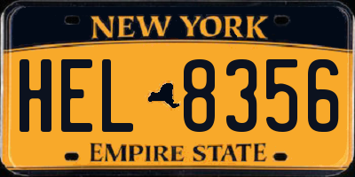 NY license plate HEL8356