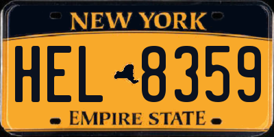 NY license plate HEL8359