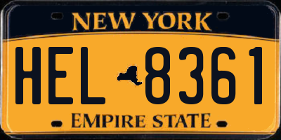 NY license plate HEL8361