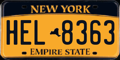 NY license plate HEL8363