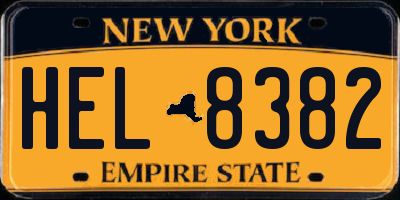 NY license plate HEL8382