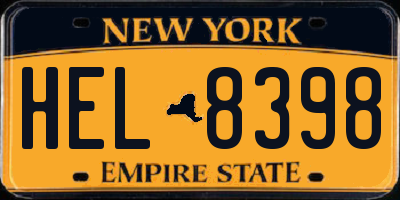 NY license plate HEL8398