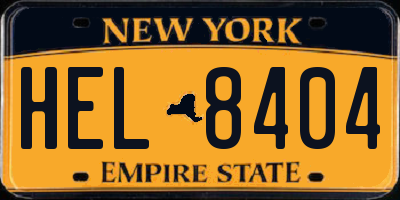NY license plate HEL8404
