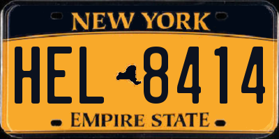 NY license plate HEL8414