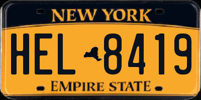 NY license plate HEL8419