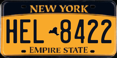 NY license plate HEL8422