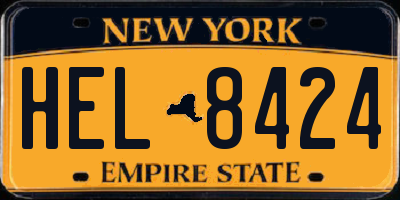 NY license plate HEL8424