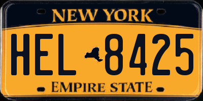 NY license plate HEL8425