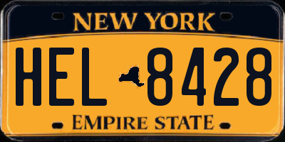 NY license plate HEL8428