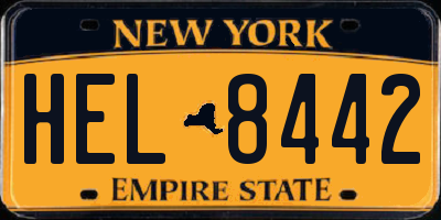 NY license plate HEL8442