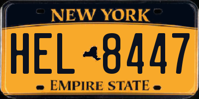 NY license plate HEL8447