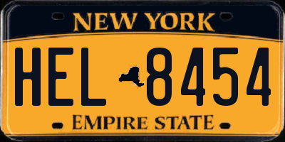 NY license plate HEL8454