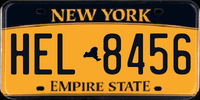 NY license plate HEL8456
