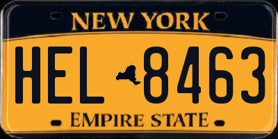 NY license plate HEL8463