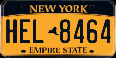 NY license plate HEL8464