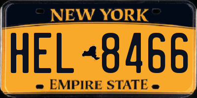 NY license plate HEL8466