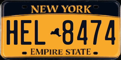 NY license plate HEL8474