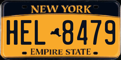 NY license plate HEL8479