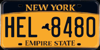 NY license plate HEL8480