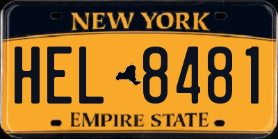 NY license plate HEL8481