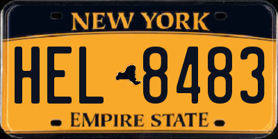 NY license plate HEL8483