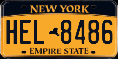 NY license plate HEL8486