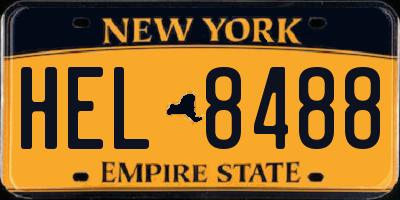NY license plate HEL8488