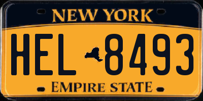 NY license plate HEL8493