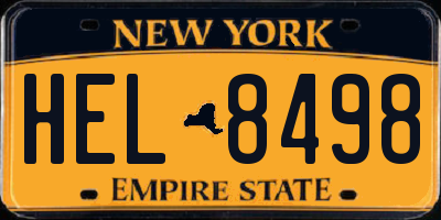 NY license plate HEL8498