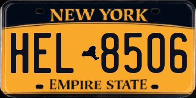 NY license plate HEL8506